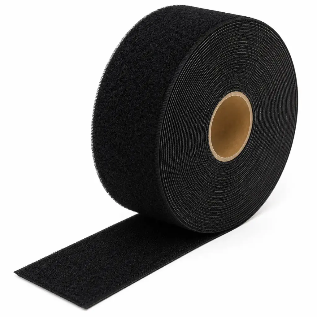 1in Black Velcro Loop 25yd with Adhesive Tape